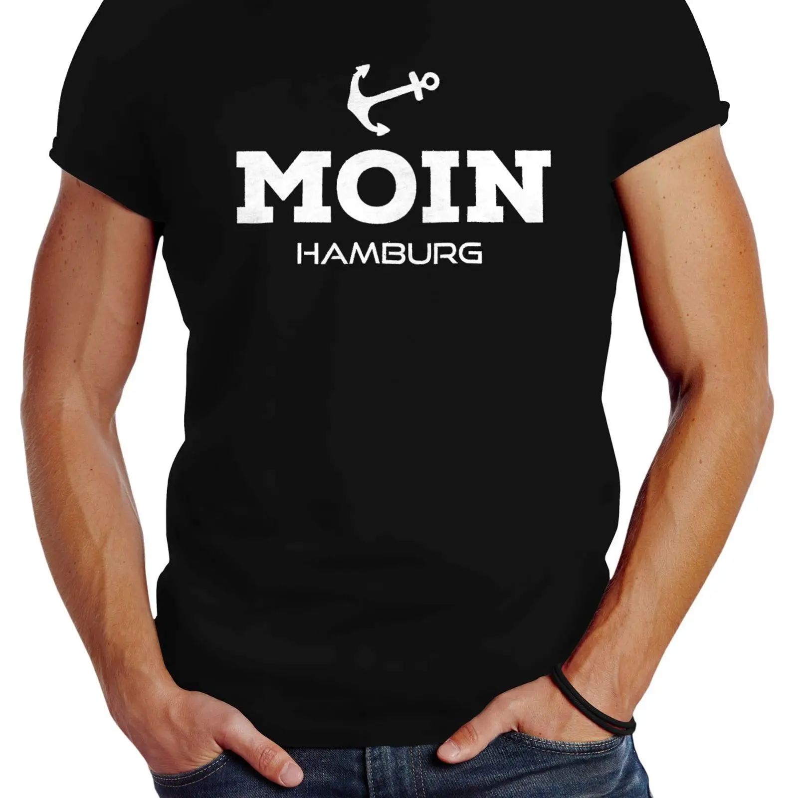 Vintage Fashion Hamburg - เสื้อยืดผู้ชาย Neverless รุ่น Moin Hamburg Anchor