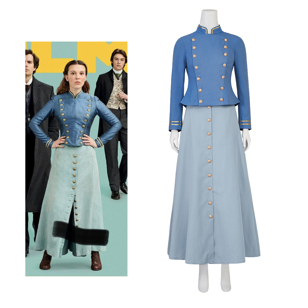 Vintage Fashion Dresses - ภาพยนตร์คอสเพลย์เอนอล่า โฮล์มส์ 2 คอสเพลย์เครื่องแต่งกายชุดสีฟ้าผู้หญิงเอนอล่า วินเทจชุดชุดย้อนยุคฮาโลวีนชุด