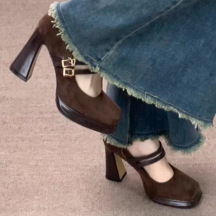Vintage Fashion Online - รองเท้าส้นสูงสไตล์วินเทจสำหรับผู้หญิง รุ่นแมรี่เจน พร้อมสายรัดหัวเข็มขัด เหมาะสำหรับงานเลี้ยงและปาร์ตี้ รองเท้าส้นสูงแบบใหม่สำหรับผู้หญิง ดีไซน์หรูหรา