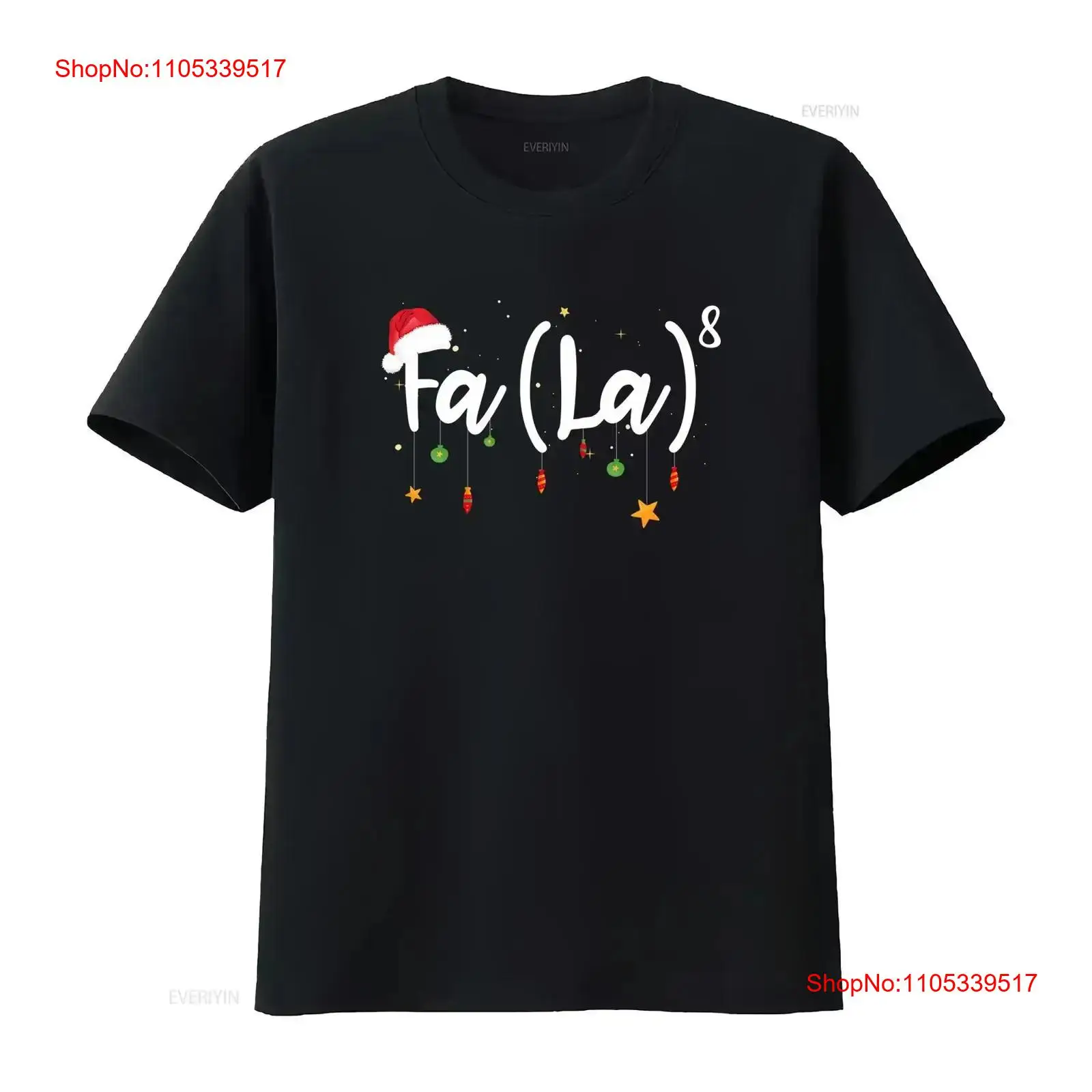 Vintage Fashion La - FA LA 8 เสื้อยืดคริสต์มาสน่ารักลายซานต้า ลายคณิตศาสตร์ สไตล์วินเทจ