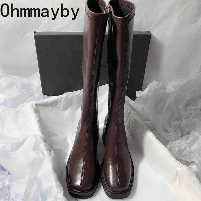 Vintage ส้นหนาผู้หญิงเข่ารองเท - Vintage Fashion Online บทวิจารณ์และราคา