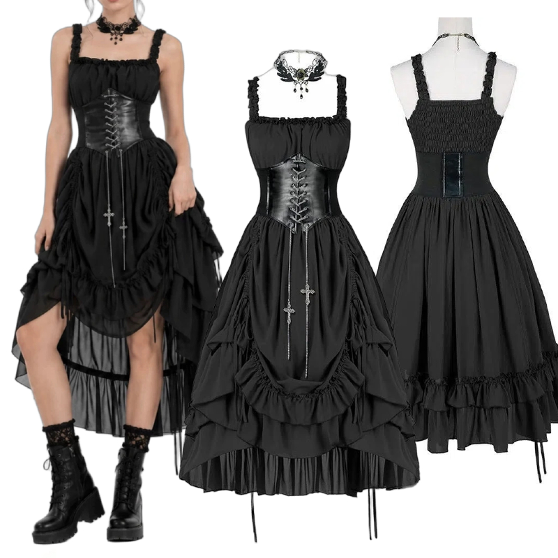 ชุดเดรสโกธิคผู้หญิง คอร์เซ็ทสี - Vintage Fashion Dresses บทวิจารณ์และราคา