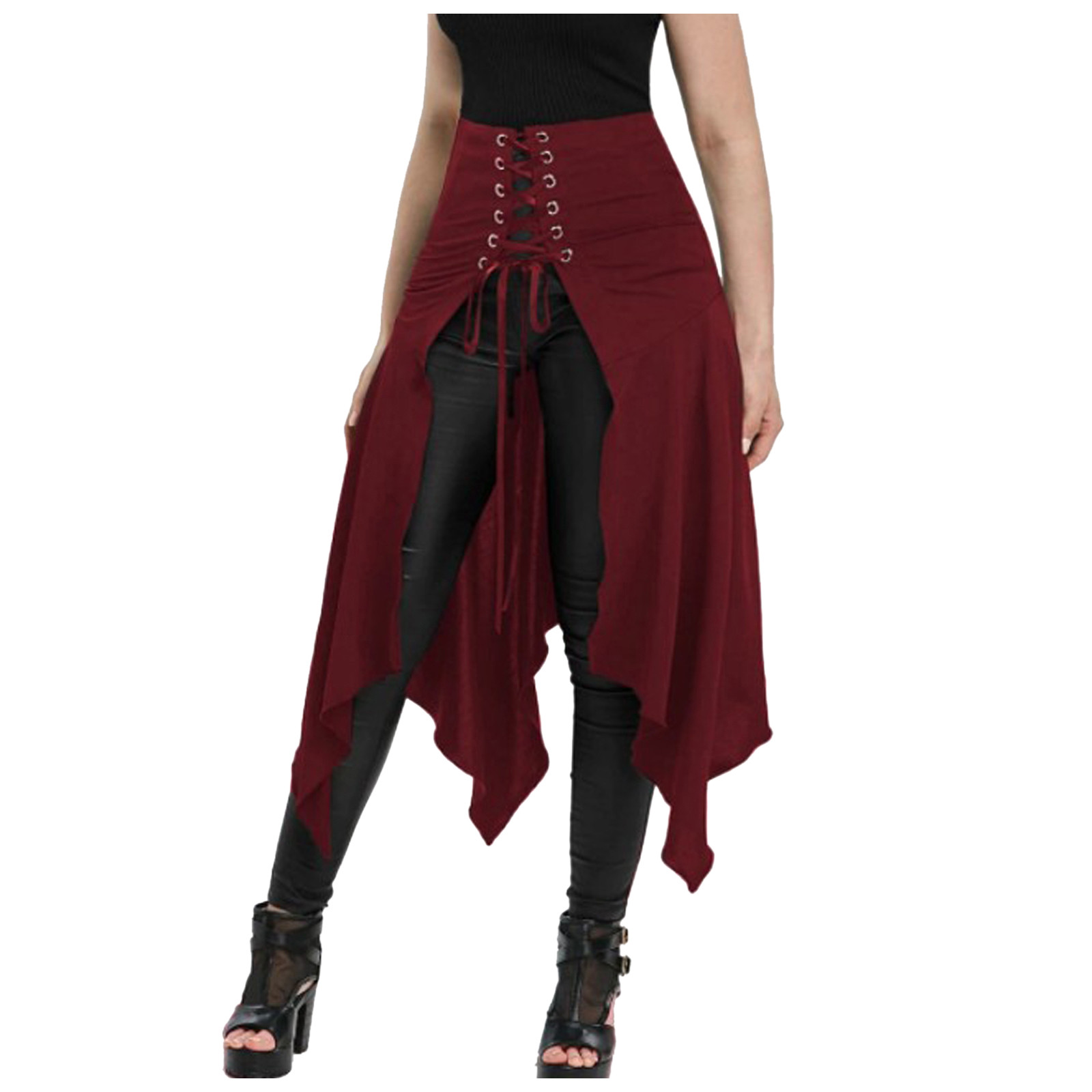 Gothic กระโปรงสีดํายุคกลางวินเ - Vintage Fashion Dresses บทวิจารณ์และราคา